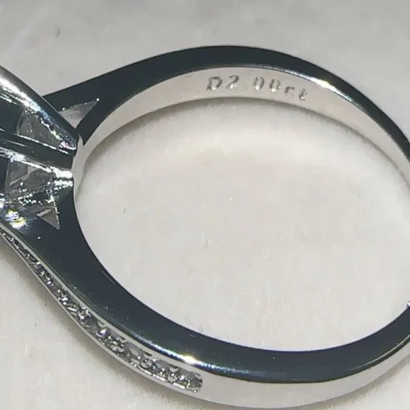 Silver Wedding Ring Diamond Simulant Adjustable Size - Picture 10 of 11